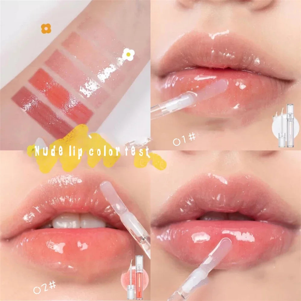 Wet Gloss Crystal Jelly Lip Gloss Shiny Clear Mirror Moisturizing LipGloss Glitter Liquid Lipstick Lips Oil Lip Tint Care Makeup